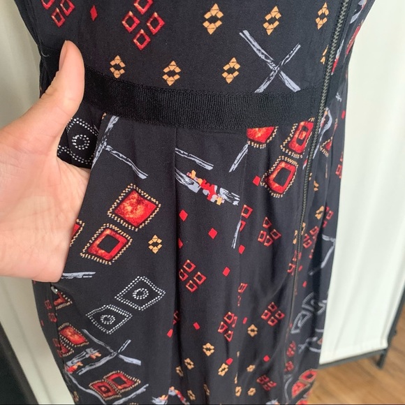 3/$30! Like New DEX Boho Pattern Zipper Front Dress - Picture 6 of 14